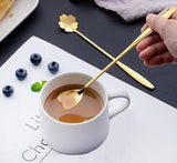 Golden Finished Floral Spoon Set of 4 with Sunflower, Rose , Lily and Daisy Design